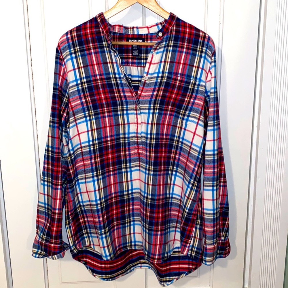 Lands’ End Plaid  Flannel Tunic